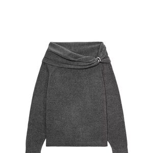 Zara Off-the-Shoulder Gray Sweater with silver appliqué